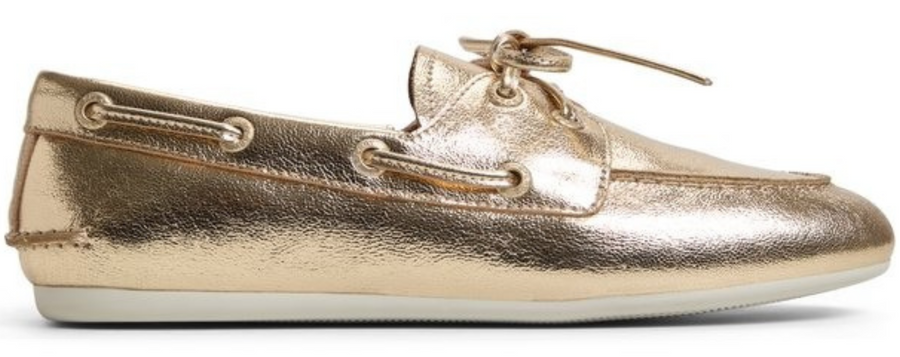 Women's Slim Boat Crinkle Leather Gold